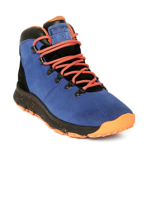 

Timberland Men Blue Suede Leather World Hiker Mid-Top Sneakers