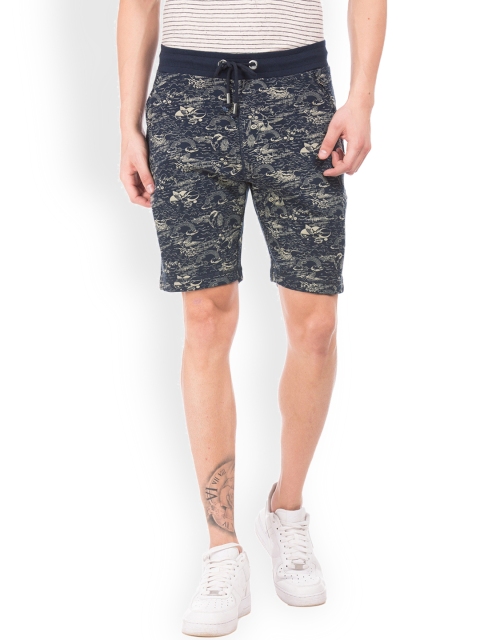 

Ed Hardy Men Blue Printed Slim Fit Regular Shorts