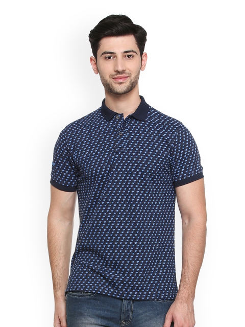

Peter England Casuals Men Navy Blue Printed Polo Collar T-shirt