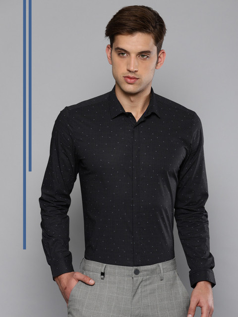 

Louis Philippe Ath.Work Men Black Super Slim Fit Checked Smart Casual Shirt