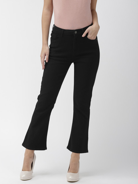 

Flying Machine Women Black Bootcut Fit Mid-Rise Clean Look Stretchable Cropped Jeans