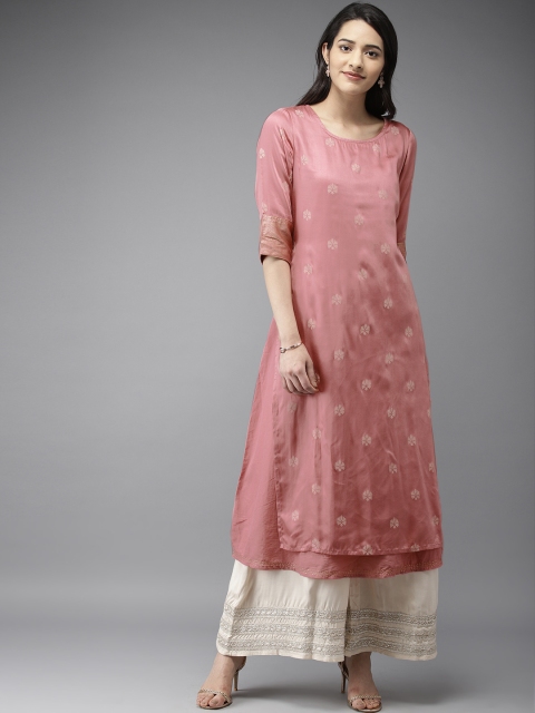 

Moda Rapido Women Pink Printed Layered A-Line Kurta