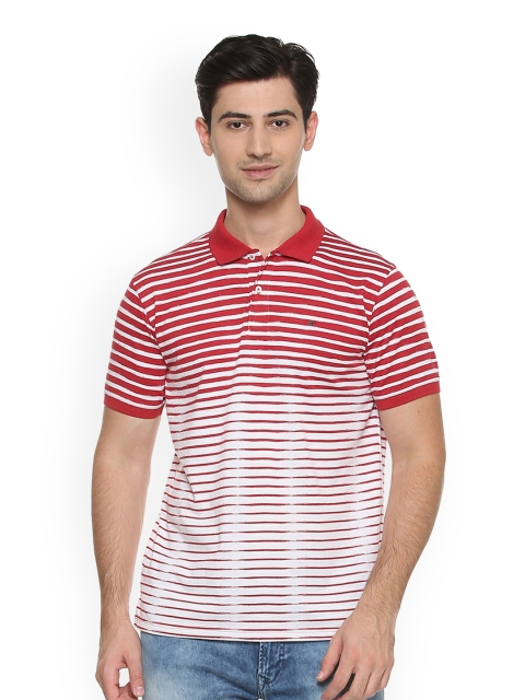 

Peter England Casuals Men Red & White Striped Polo Collar T-shirt