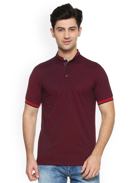 

Peter England Casuals Men Maroon Printed Henley Neck T-shirt