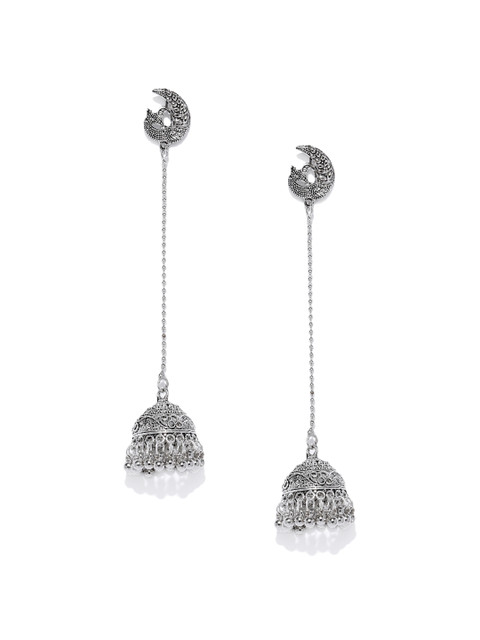 

Fida Silver-Toned Dome Shaped Jhumkas