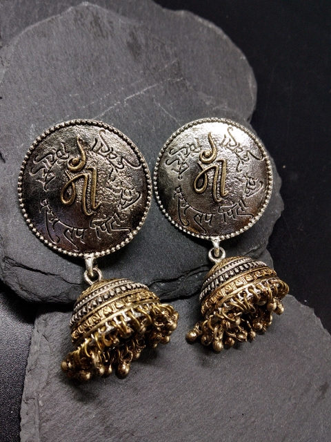 

Fida Silver-Toned Dome Shaped Jhumkas