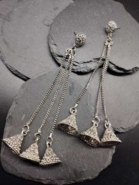 

Fida Silver-Toned Dome Shaped Jhumkas