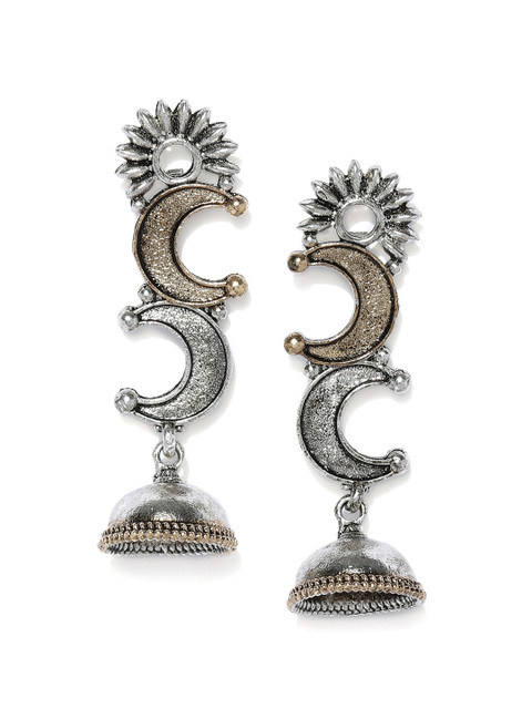 

Fida Gold-Toned & Silver-Toned Contemporary Oxidised Jhumkas