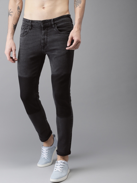 

Moda Rapido Men Black Slim Fit Mid-Rise Clean Look Faded Stretchable Cropped Jeans