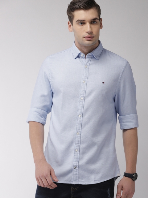 

Tommy Hilfiger Men Blue Regular Fit Self Design Casual Shirt