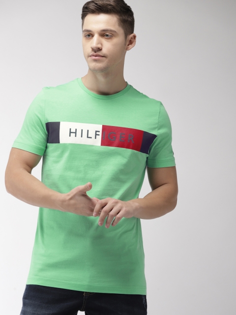 

Tommy Hilfiger Men Green Printed Round Neck T-shirt