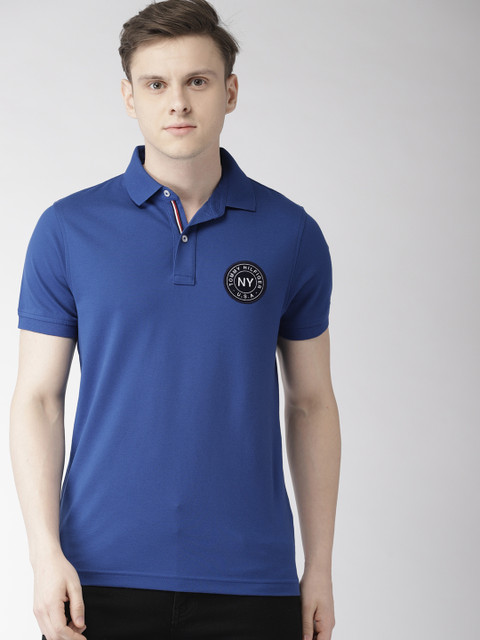 

Tommy Hilfiger Men Blue Solid Polo T-shirt