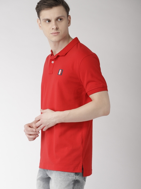 

Tommy Hilfiger Men Red Solid Polo Collar T-shirt