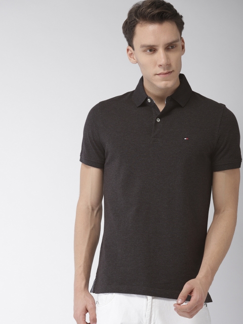 

Tommy Hilfiger Men Charcoal Solid Polo Collar T-shirt