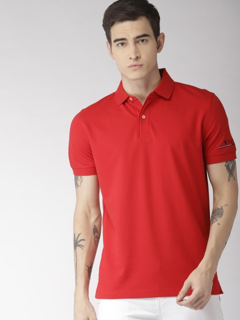 

Tommy Hilfiger Men Red Solid Polo Collar T-shirt