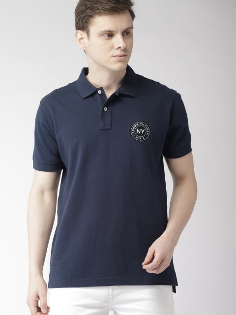 

Tommy Hilfiger Men Navy Blue Solid Polo Collar T-shirt