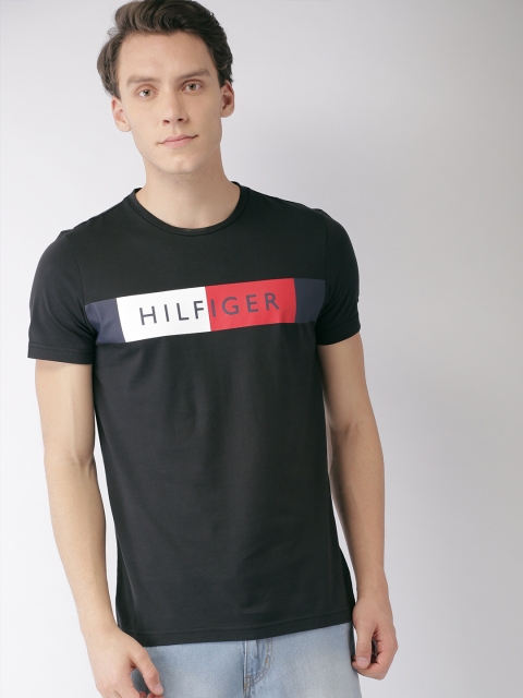 

Tommy Hilfiger Men Black Printed Round Neck T-shirt