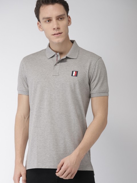 

Tommy Hilfiger Men Grey Solid Polo Collar T-shirt