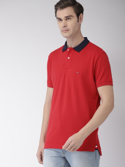 

Tommy Hilfiger Men Red Solid Polo Collar T-shirt
