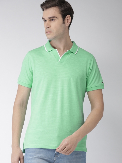 

Tommy Hilfiger Men Green Solid Polo Collar T-shirt