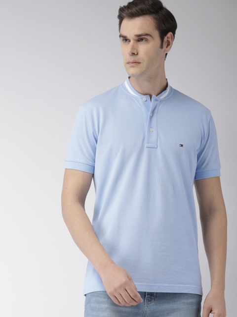 

Tommy Hilfiger Men Blue Regular Fit Solid Mandarin Collar T-shirt