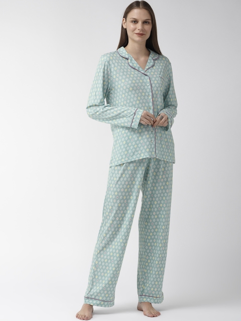 

Marks & Spencer Women Blue Printed Night suit