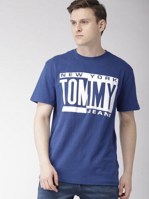 

Tommy Hilfiger Men Blue Regular Fit Printed Round Neck T-shirt