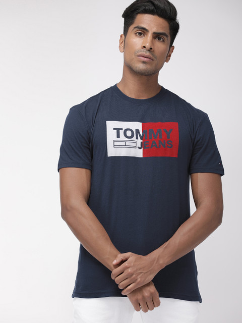 

Tommy Hilfiger Men Navy Blue Printed Round Neck T-shirt
