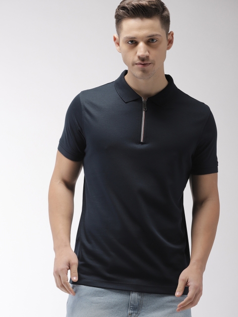 

Tommy Hilfiger Men Navy Blue Solid Polo Collar T-shirt