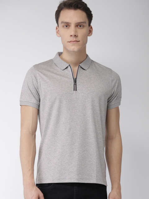 

Tommy Hilfiger Men Grey Solid Slim Fit Polo Collar T-shirt
