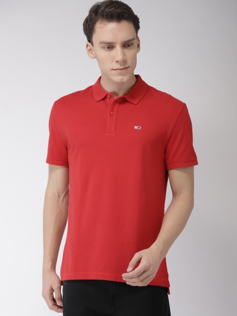 

Tommy Hilfiger Men Red Solid Polo Collar T-shirt