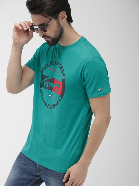 

Tommy Hilfiger Men Green Printed Round Neck T-shirt