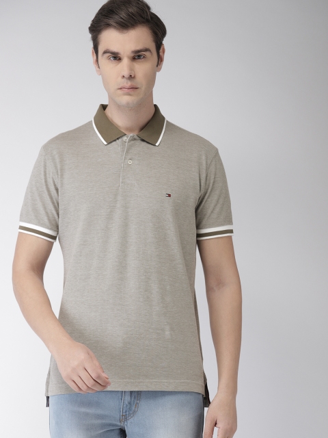

Tommy Hilfiger Men Grey Solid Polo Collar T-shirt