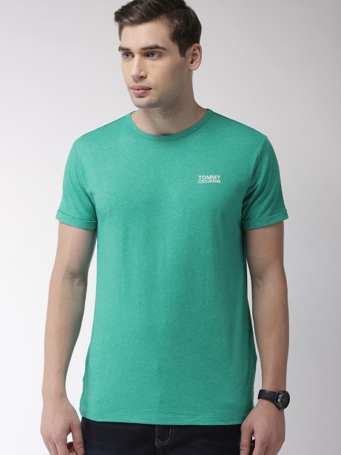 

Tommy Hilfiger Men Green Solid Round Neck T-shirt