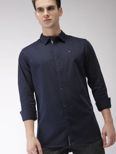 

Tommy Hilfiger Men Navy Blue Slim Fit Solid Casual Shirt