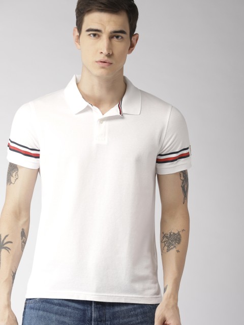 

Tommy Hilfiger Men White Solid Polo Collar T-shirt