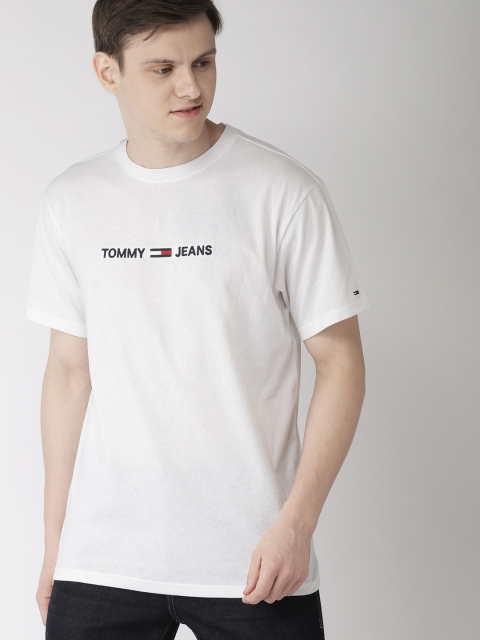 

Tommy Hilfiger Men White Printed Round Neck Pure Cotton T-shirt