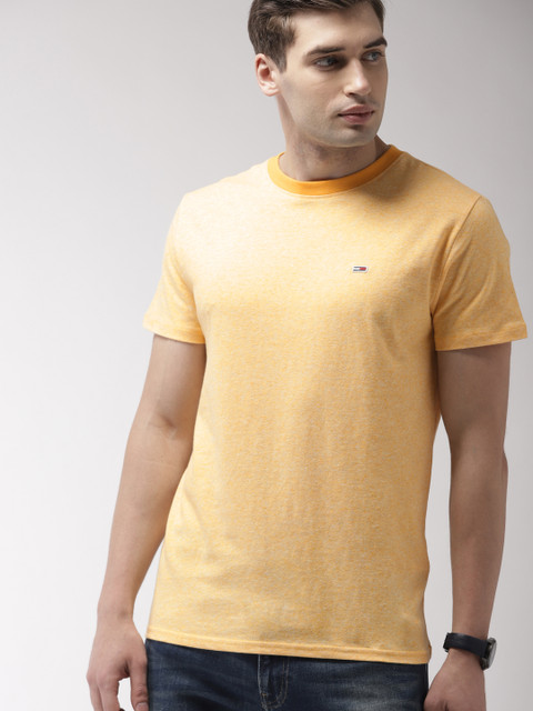 

Tommy Hilfiger Men Yellow Solid Round Neck T-shirt