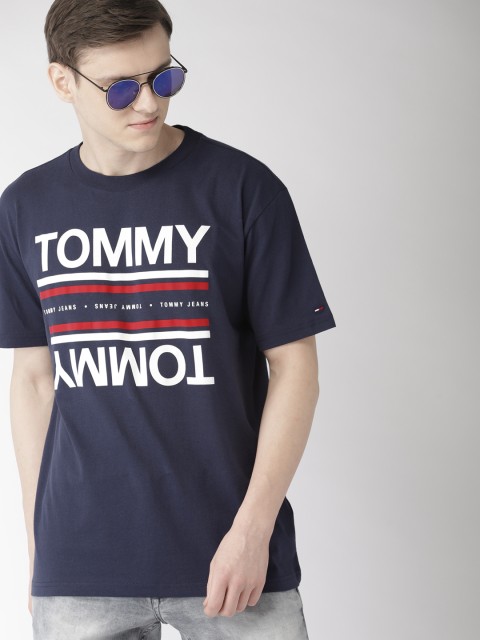 

Tommy Hilfiger Men Navy Blue Printed Round Neck Relaxed Fit T-shirt