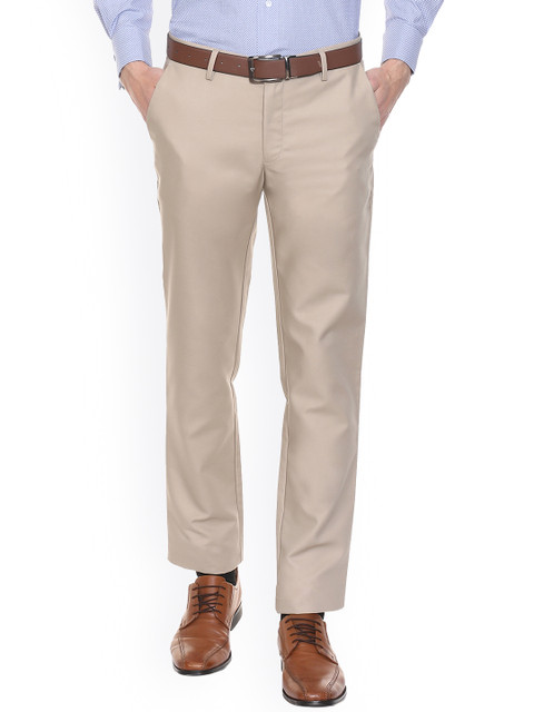 

Louis Philippe Men Beige Slim Fit Solid Regular Trousers