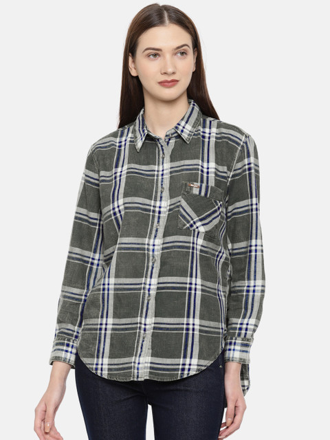 

Wrangler Women Olive Green Regular Fit Casual Shirt