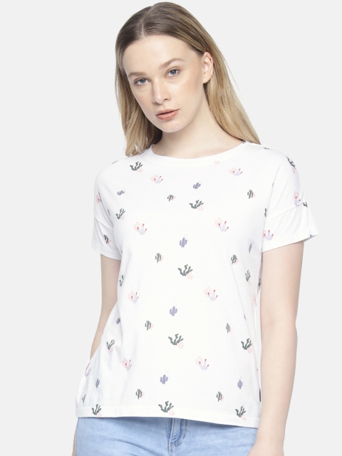 

Wrangler Women White Printed Round Neck T-shirt