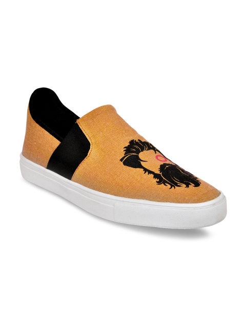 

Allen Cooper Men Mustard Yellow Slip-On Sneakers