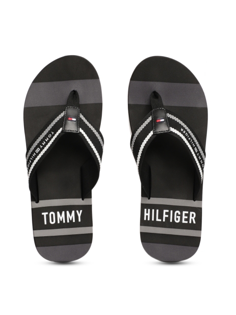 

Tommy Hilfiger Men Black Striped Thong Flip-Flops