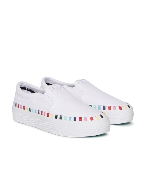 

Tommy Hilfiger Women White RAINBOW FLATFORM Slip-On Sneakers