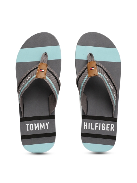 

Tommy Hilfiger Men Grey & Blue Striped Thong Flip-Flops