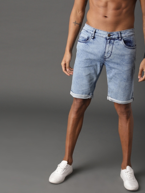 

Roadster Men Blue Washed Regular Fit Denim Shorts