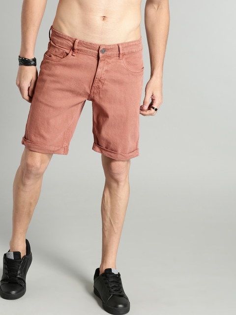 

Roadster Men Brown Solid Regular Fit Denim Shorts