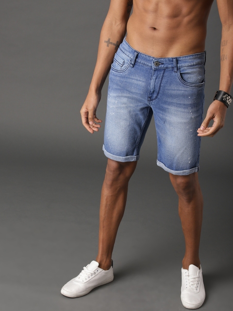 

Roadster Men Blue Washed Regular Fit Denim Shorts