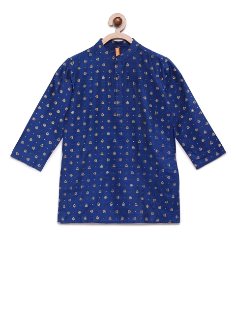 

Ethnicity Boys Navy Blue & Off-White Printed Straight Kurta